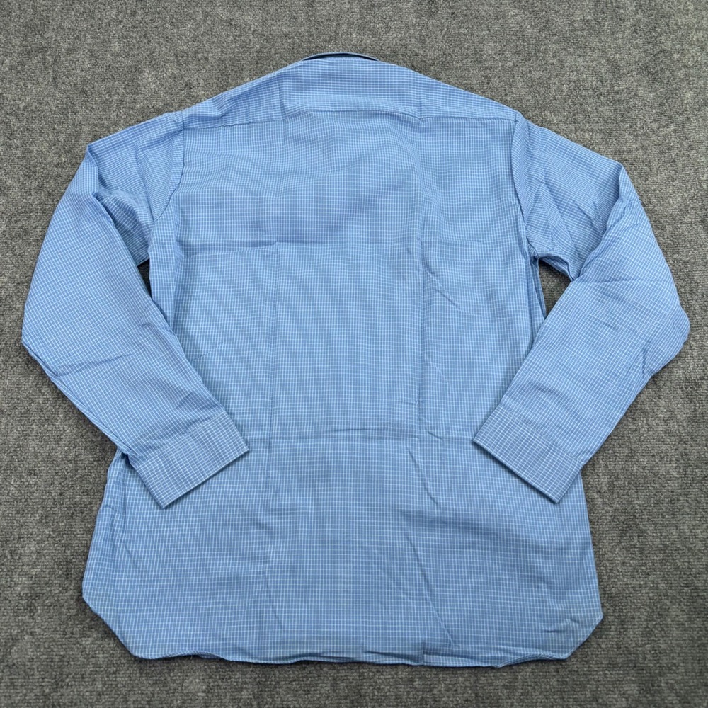 Nemesis Dress Shirt Mens 17 35-36 Blue White Windowpane Check Long Sleeve - Picture 14 of 15